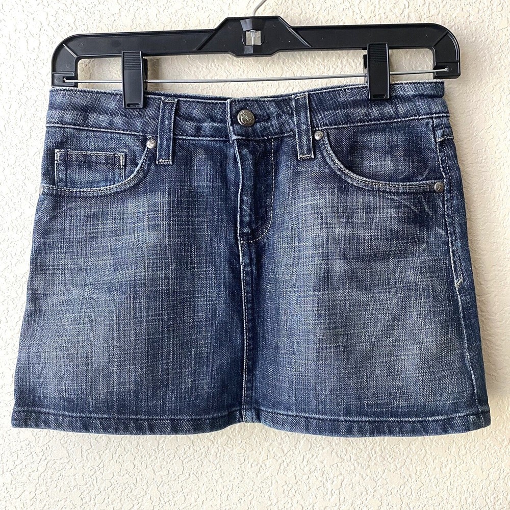 Juicy Couture Jean Skirt Size 24 Denim Embellished Heart Blue Y2K